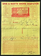 PEORIA, IL ~ ERIE & NORTH SHORE DESPATCH RR Bill of Lading to PVWine Co. NY 1881