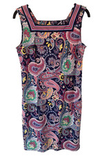 Talbots Intricate Paisley Effortless Jersey Shift Dress M Resortwear Coastal