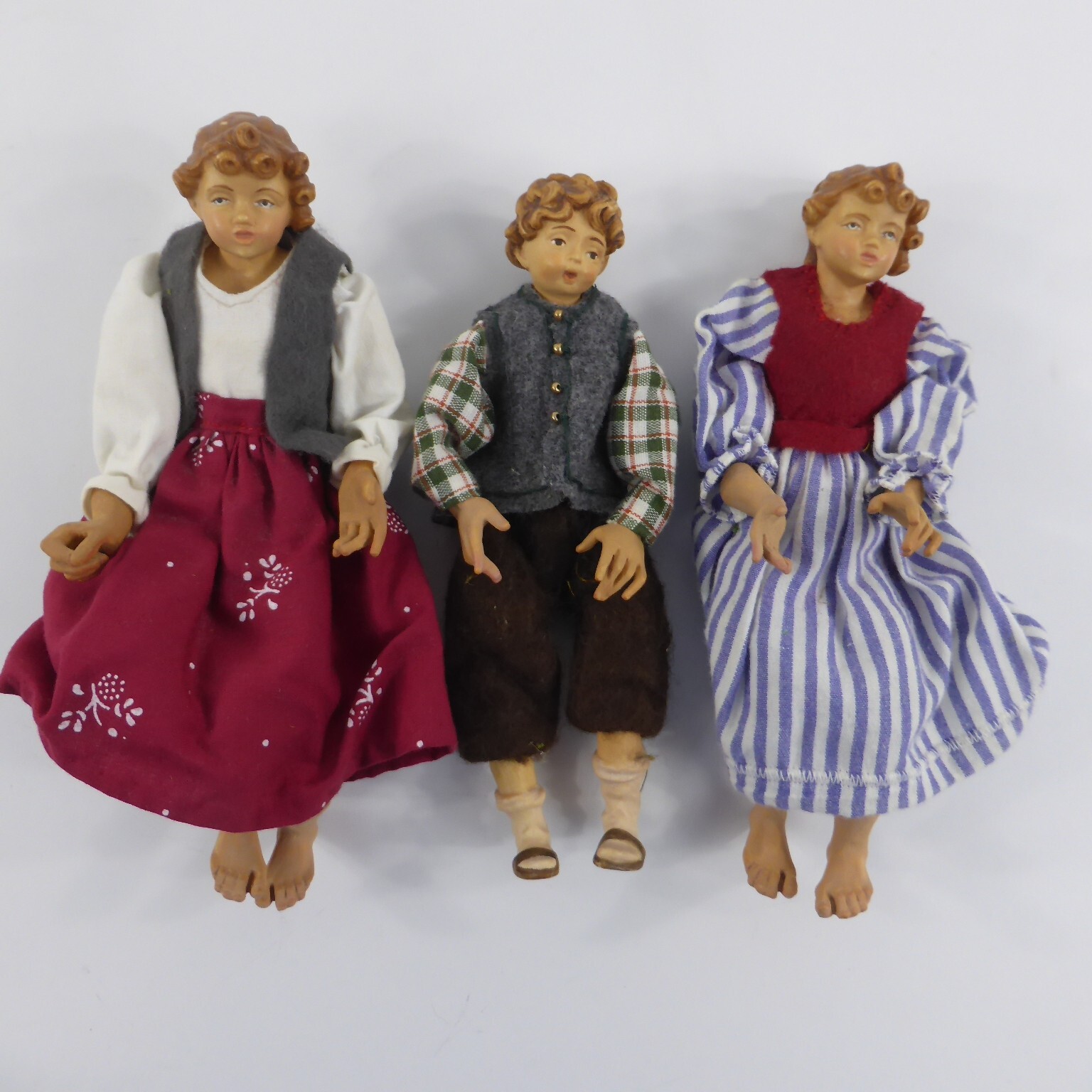 Krippenfiguren Holz bekleidet 3-teilig 15 cm Holzschnitzerei Oberammergau (27)