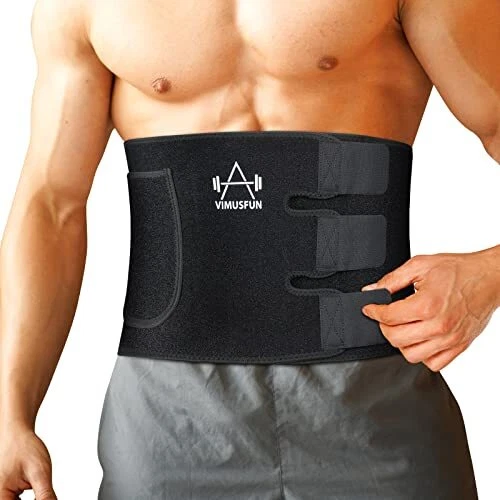 Waist Trimmer Belt Men Sweat Band Stomach Belt L-9Width x 45Length Black