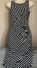 Black White Zebra Dress Size 10 Lined Stretch Pleated Accent F&F Size 38