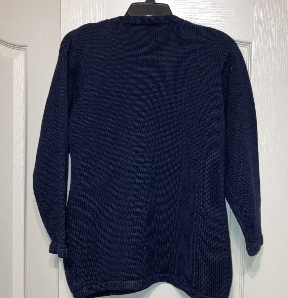 Salvatore Ferragamo Sweater CABLE KNIT Navy Blue - Sz M Made in 