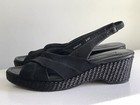 DONALD J Pliner “Kiwa” Size 8.5M Black Mesh Elastic Slingback Wedge Sandals — photo 4
