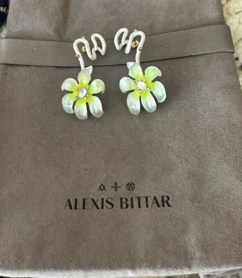 100% Authentic Alexis Bittar Sage Ombré Lucite, Pearl Flower Cuff