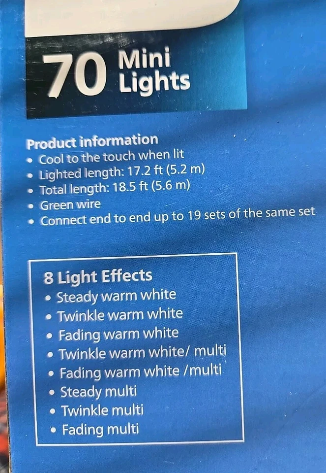 Philips 70 8-function, 2-color: MULTI, WARM WHI Christmas lights Indoor Outdoor  - Image 2 of 2