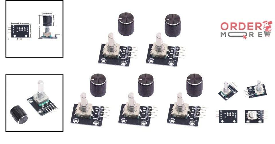 Módulo codificador giratorio 360 grados PCB 5V con botón pulsador para Arduino 5 PCS Foto 2 de 4