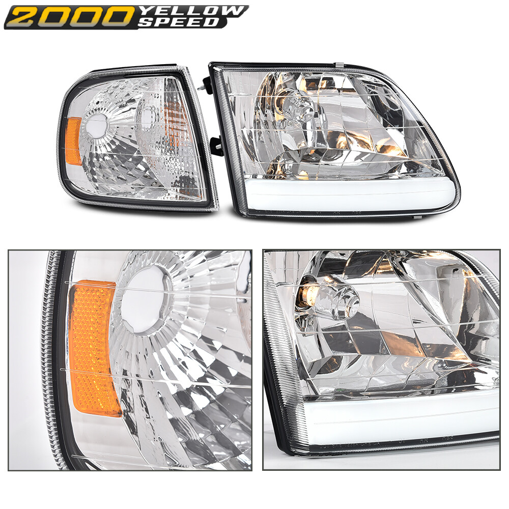 Pair Chrome/Clear LED DRL Headlights Front Lamps Fit For 09-14 Ford F-150 Pickup - Foto 12