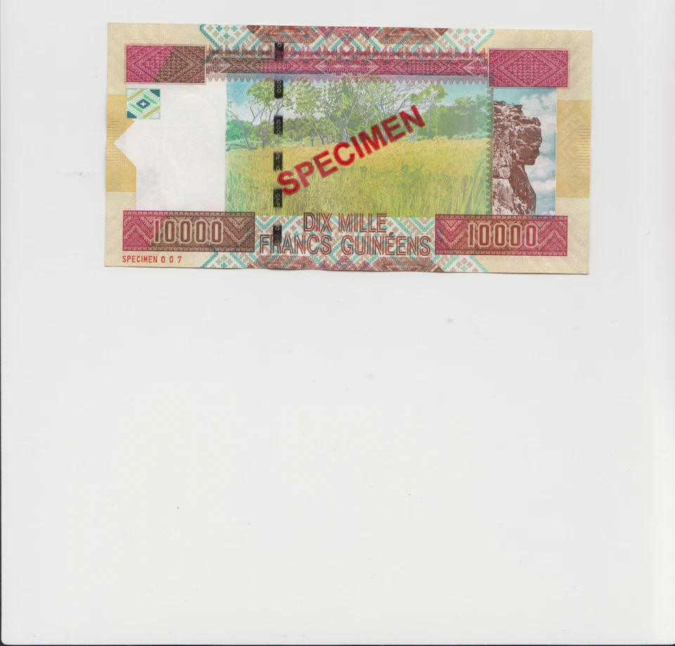 SPECIMEN: Guinea 10,000 Francs ( 1960) ND 2006 / 2012 Issue in UNC grade - Image 2 of 2