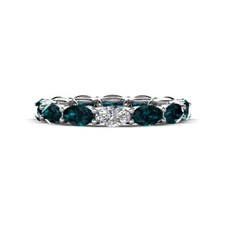 Oval Lab Created Diamond and London Blue Topaz Eternity Band 14K Gold JP:311743