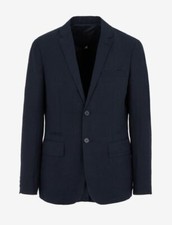  230 A X ARMANI EXCHANGE Men's Two Button Linen Blazer, Navy, Size 40