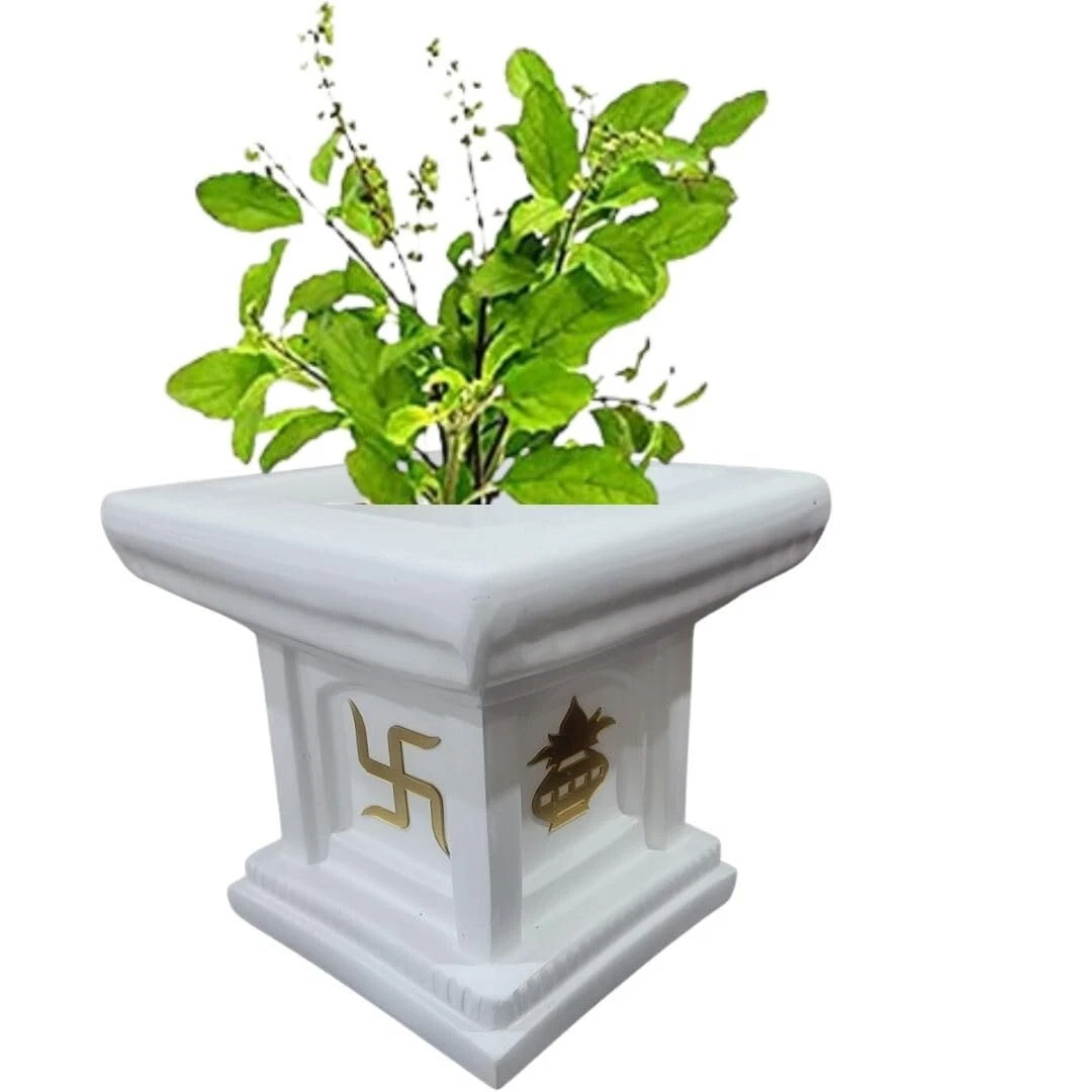Handcrafted Tulsi Planter Sacred Holy Basil Pot for Indoor Outdoor Gardening