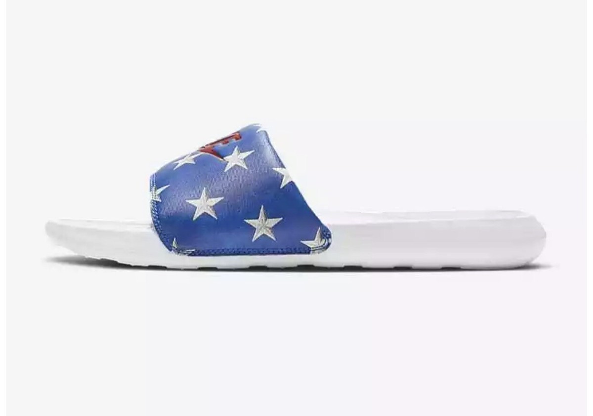 Red White Blue Patriotic USA Nike Star Print Slides,Mens 7, Womens 8.5 Nike Slides Benassi Red White Blue Patriotic | Mercari main image 2