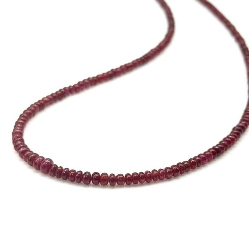 AA++ Dainty Ruby Smooth Rondelle Gemstone Beaded Confidence Women Necklaces 18'' - Picture 14 of 14