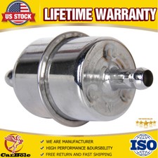 9746 Fuel Filter Chrome Canister For 38 Inch. Hose Carburetor Inline Gas Filter