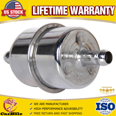 9746 Fuel Filter Chrome Canister For 3/8 Inch. Hose Carburetor Inline Gas Filter