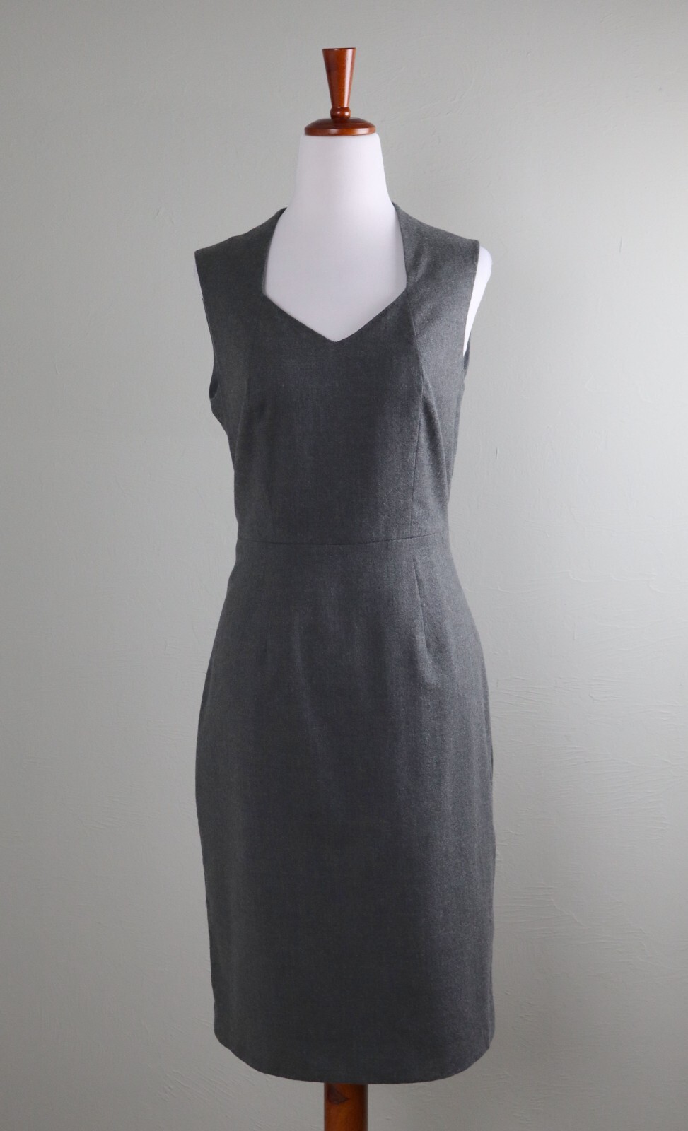 TALBOTS $149 Solid Gray Lined Virgin Wool V-Neck … - image 1