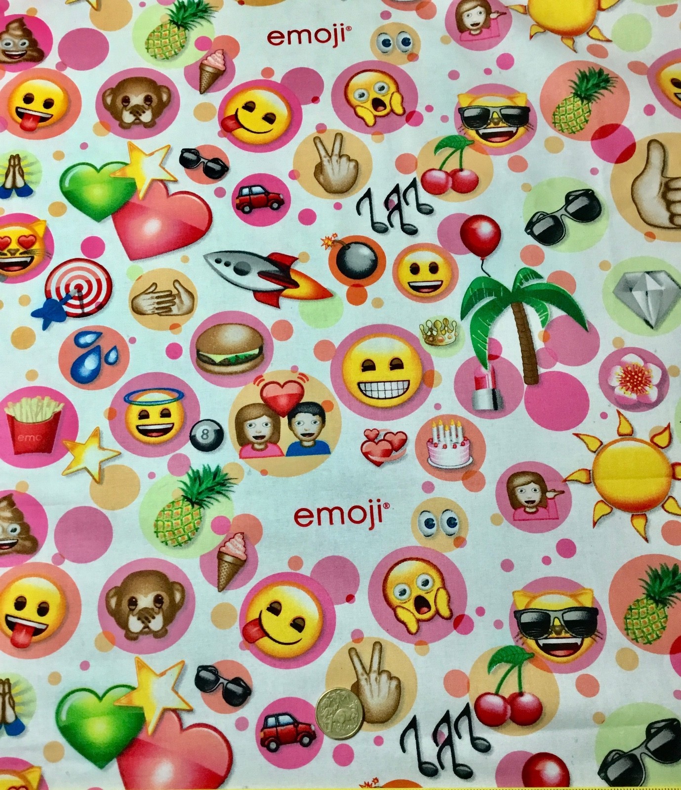 1/2 Meter Multiple Emoji Sewing Quilting Fabrics Emoji Allover *Choose