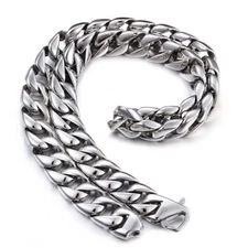 High Polished Mens Chain 316L Stainless Steel Curb Link Necklace Christmas Gift