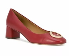 NIB Tory Burch Caterina Calf Leather Pump Shoes 45MM DARK REDSTONE 8M