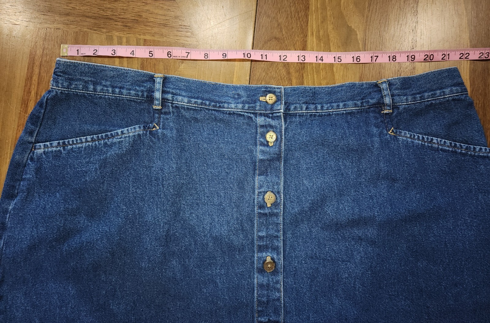 Classic Elements Blue Denim Button Front Maxi Ski… - image 3