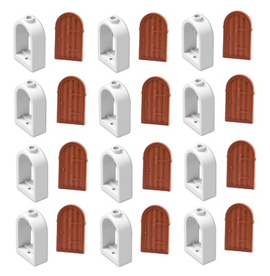  LEGO 1x2x2 2/3 Castle WHITE Arch Windows & Shutter Rounded top Lot x12