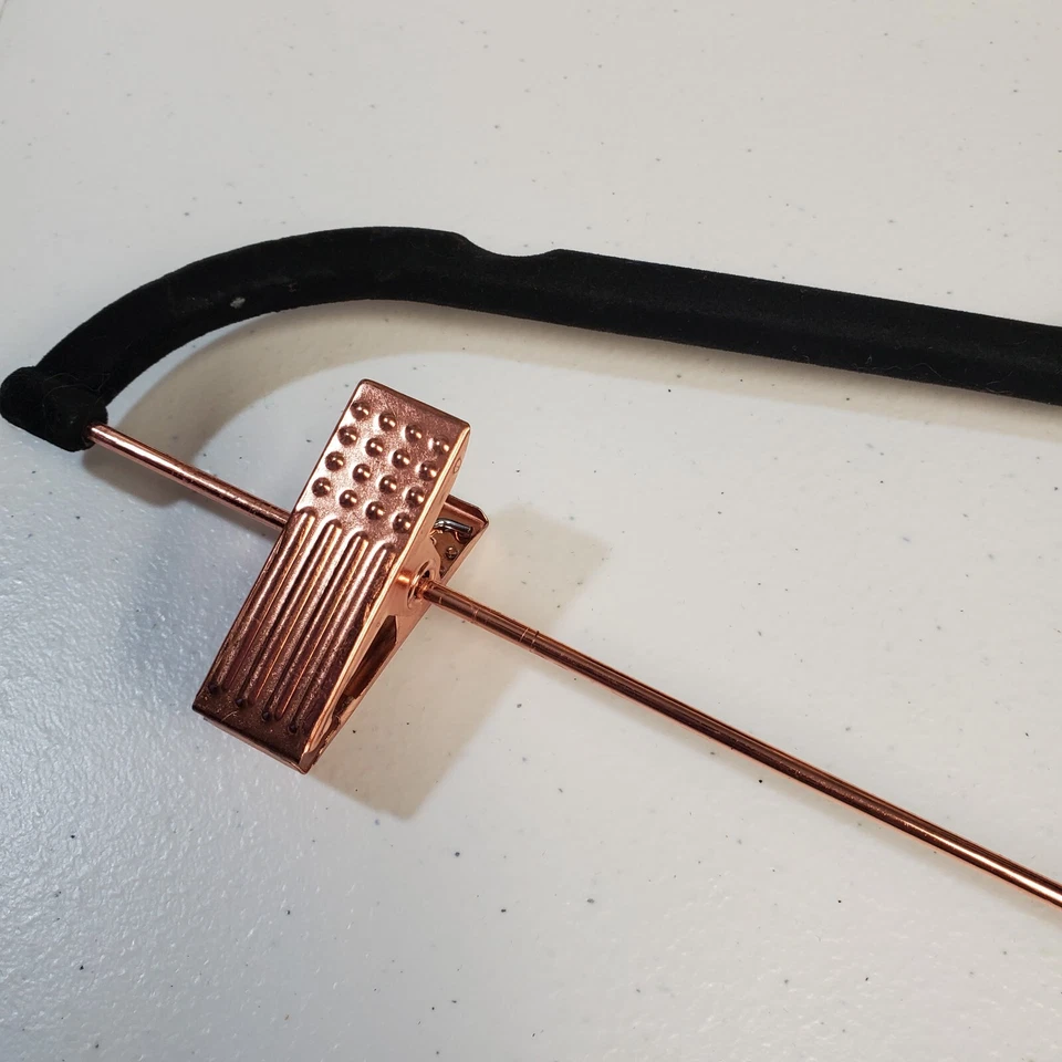 Perchas para pantalones de día de casa terciopelo negro oro rosa clips gancho 16,7 pulgadas duradero Foto 4 de 4