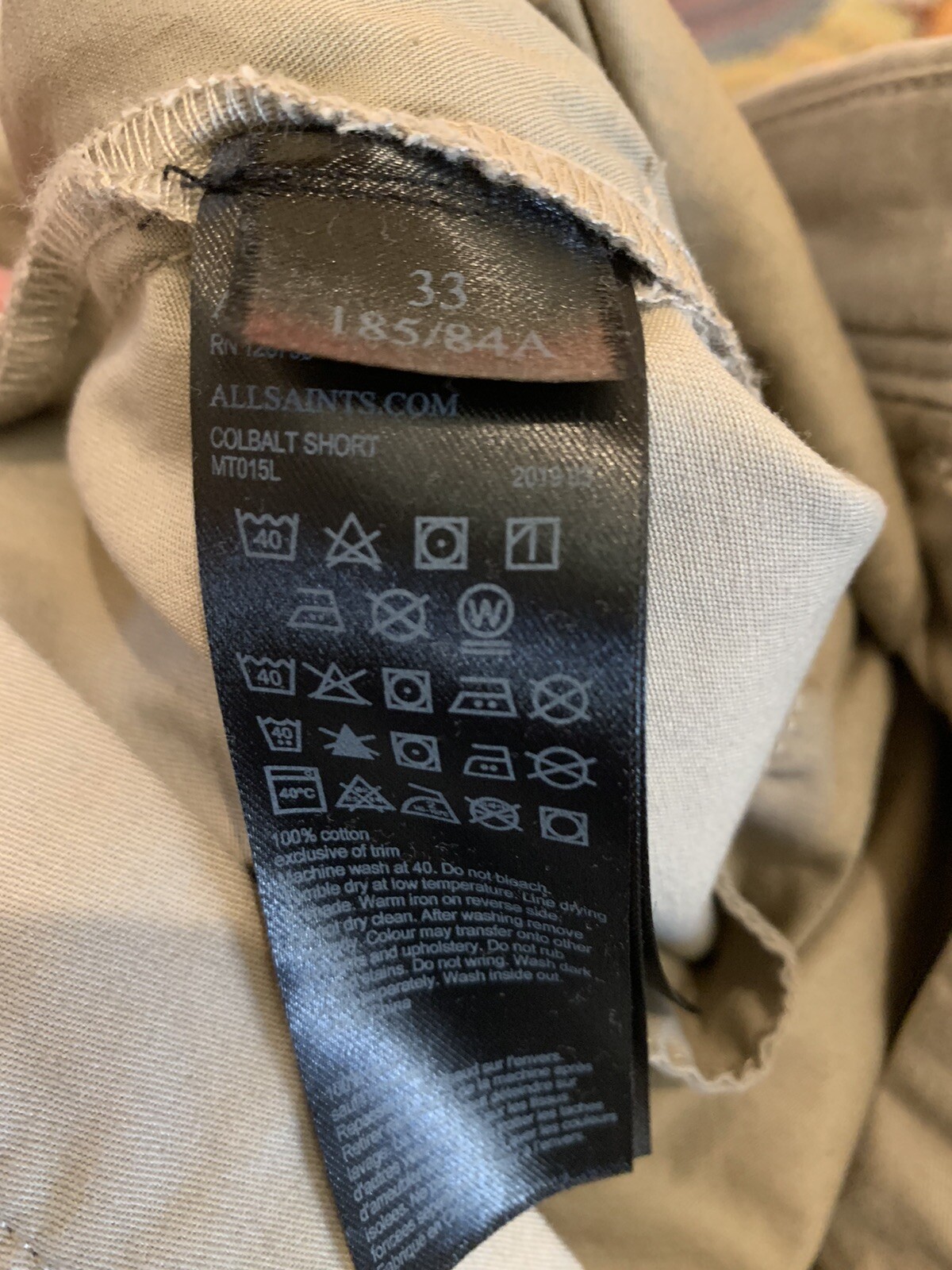 MENS ALL SAINTS Khaki CHINO SHORTS SIZE 