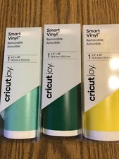 Cricut Joy Smart Vinyl Removable (5.5”x 48”)- Lot Of 3 Colors Mint, Green,Yellow