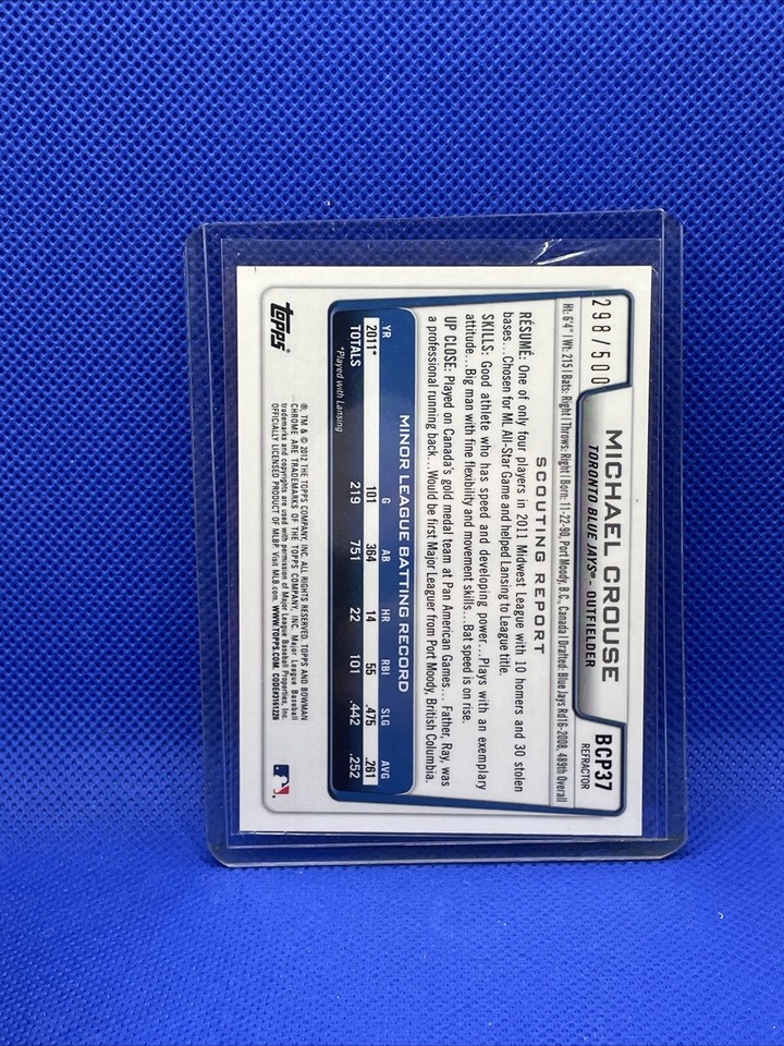 2012 (BLUE JAYS) Bowman Chrome Prospects Refractors BCP37 Michael