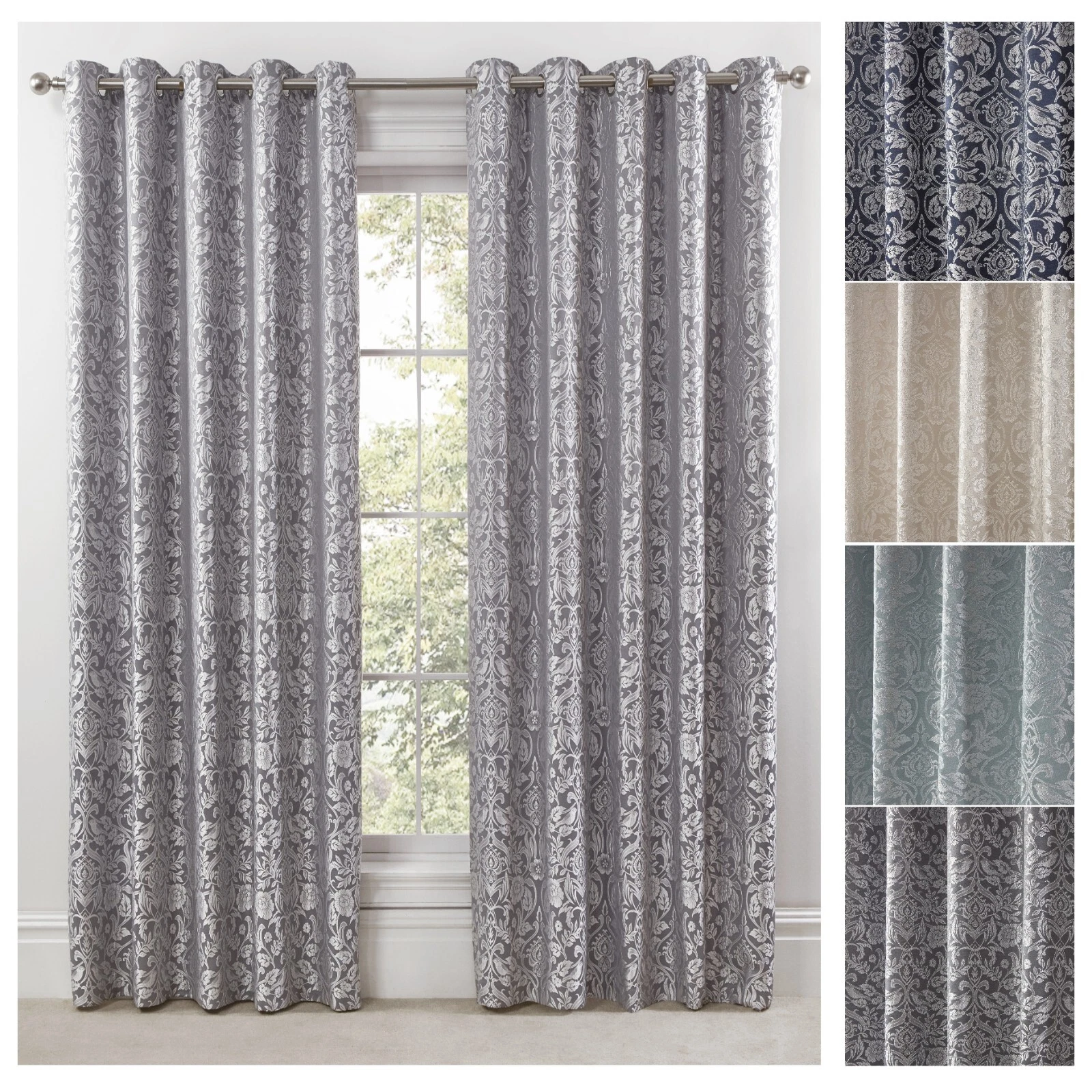 Curtains Eyelet Ring Top 2 Panels Ready Made Lined Floral Curtain Pair - Eden
Opens in a new window