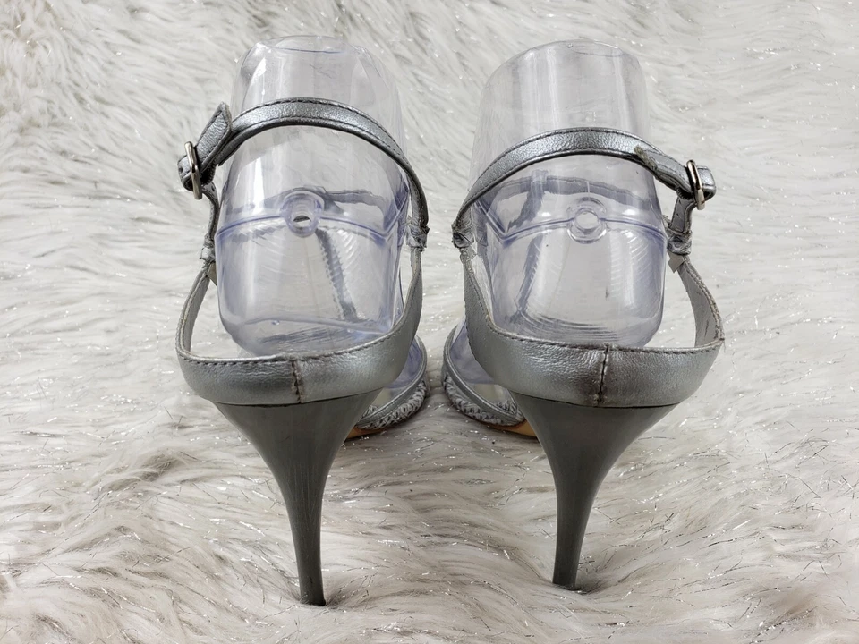 CARLOS Santana Villano Imitación Serpiente Gris Plata T Correa Tacones Tirantes Talla 7.5 M Foto 4 de 4