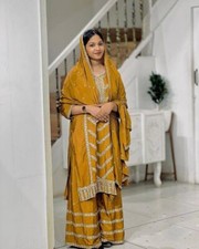 PAKISTANI STYLE PURE CHINNON SILK PALAZZO SUIT WITH DUPATTA FOR PARTY