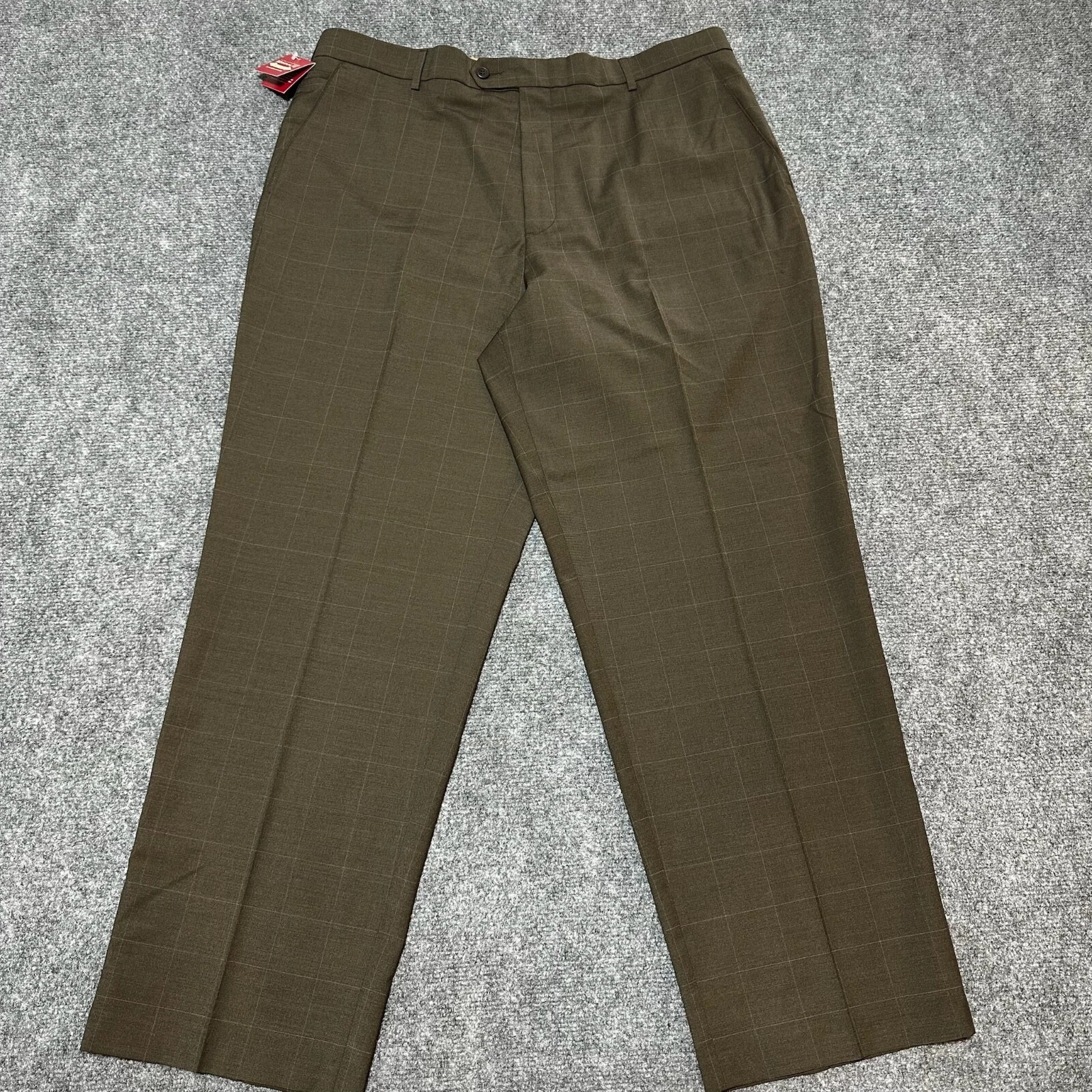 NEW Dockers Pants Mens 38 Brown Polyester Wool Flat Front Relaxed Lightweight
