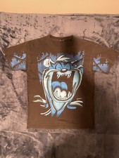 Vtg 90s Taz Looney Tunes AOP Double Sided Single Stitch T-Shirt Made in USA XL