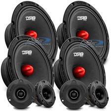 4x DS18 PRO-GM8.4B 8" Midrange Car Speaker 4x PRO-TWX1BK Super Bullet Tweeter