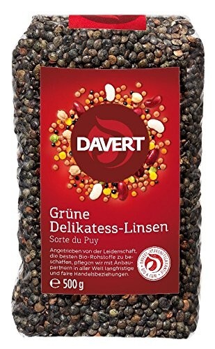 Davert Bio GrüNe Delikatess-Linsen (8X 500G) Linsen Vorrat Vegan Kochen-image