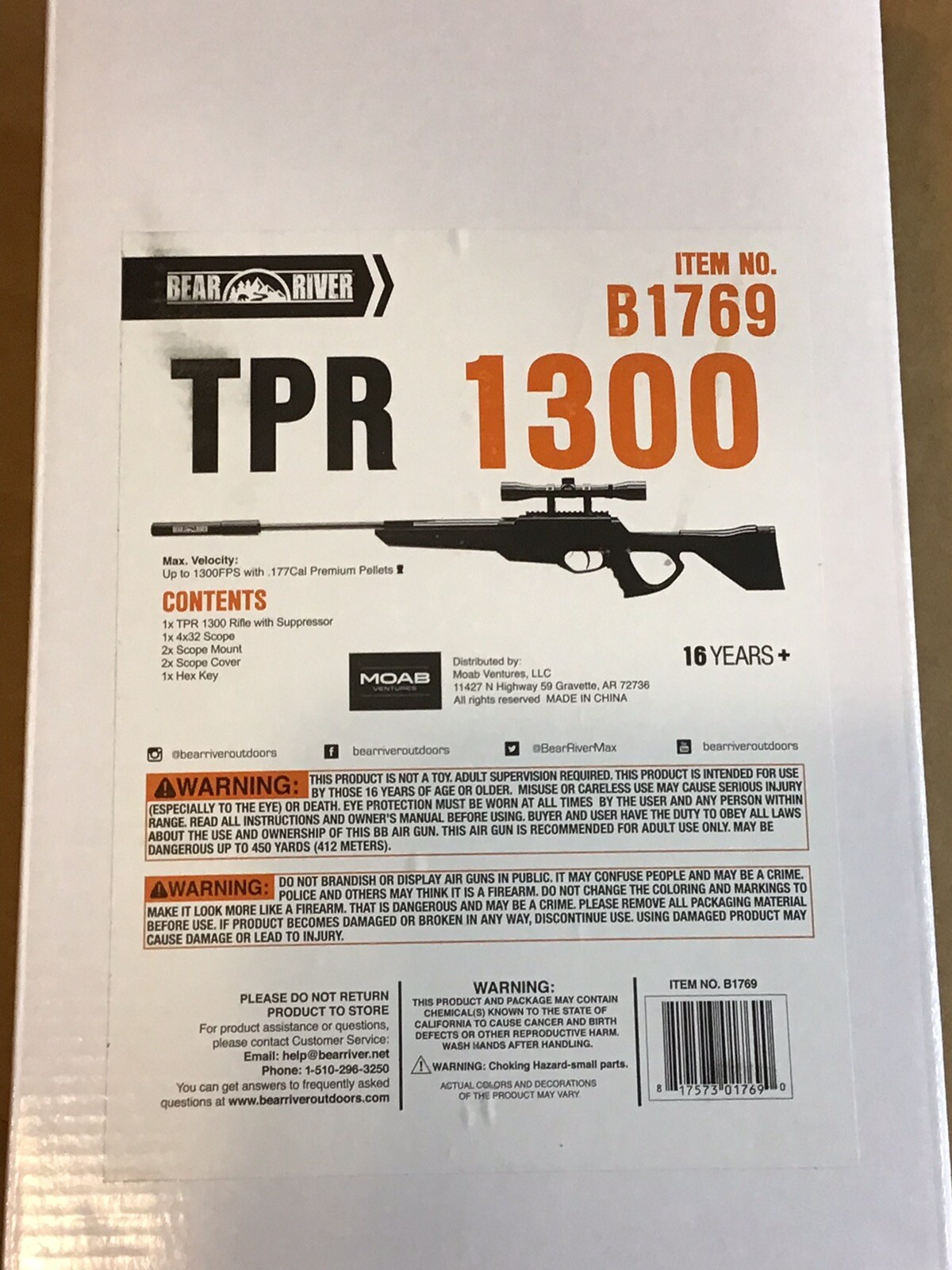 Bear River .177 Caliber TPR 1300 Pellet Air Gun 4x32 Scope 1350 FPS