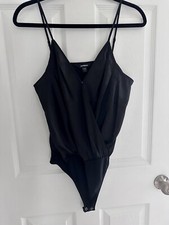 EXPRESS BLACK SATIN BODYSUIT SZ MEDIUM