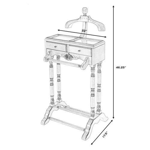 Butler Specialty Company Petrov Clothing Valet Stand - Medium Brown - Picture 6 of 6