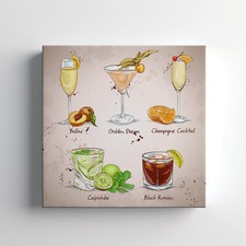 Coctails Collection Canvas Print Wall Art, Stylish Home Decor Wall Hanging