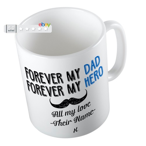 Taza del Día del Padre PERSONALIZADA Forever My Dad Forever My Hero Regalos Taza de Foto - Imagen 9 de 9