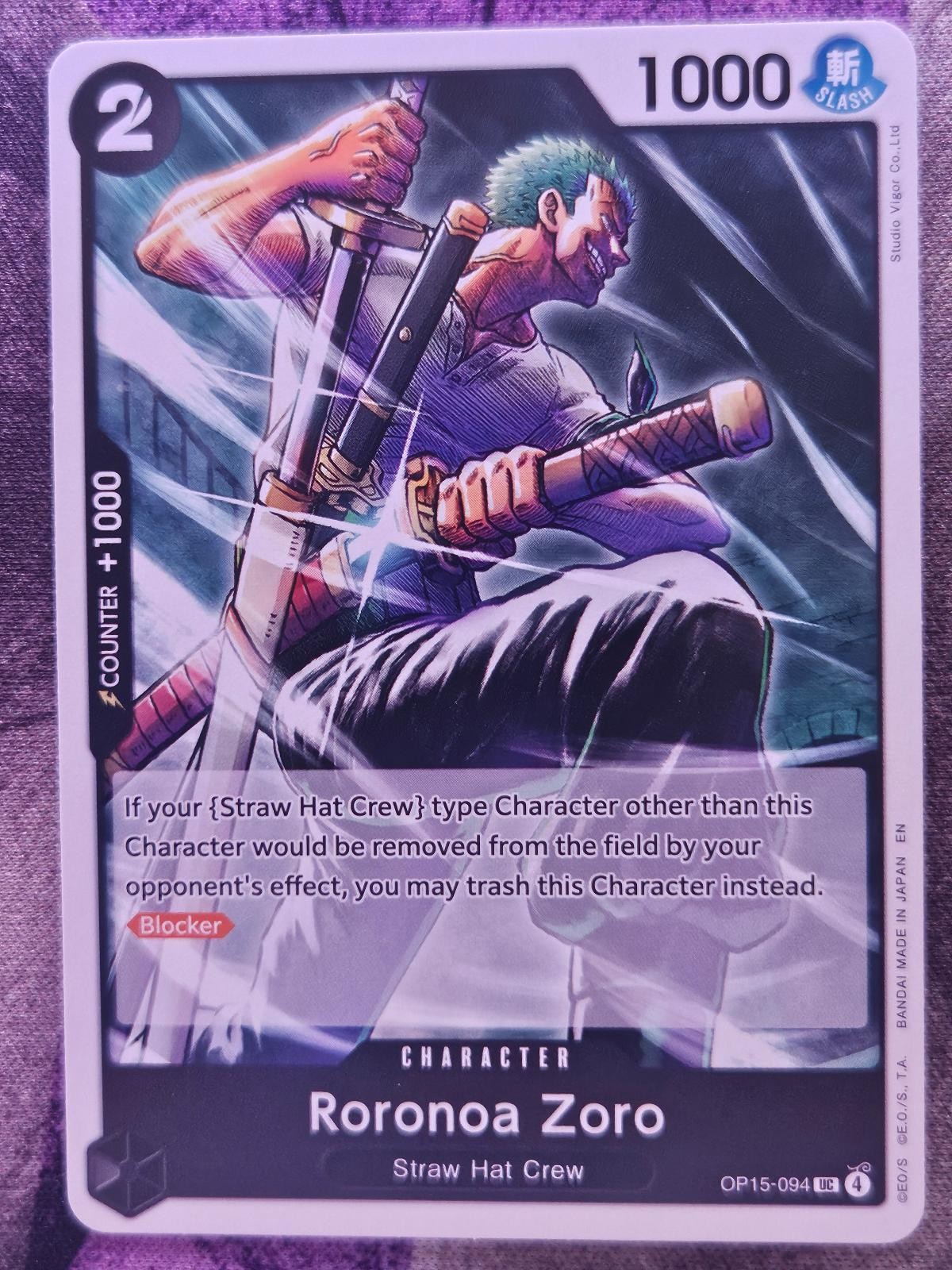 Roronoa Zoro OP15-094 Uncommon Adventure on Kami's Island One Piece Near Mint