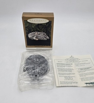 HALLMARK Keepsake Ornament Magic Light STAR WARS Millennium Falcon Xmas 1996 VTG