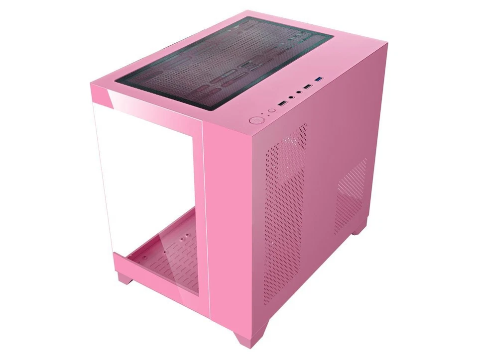 DIYPC ARGB-Q1.V2-P Pink USB3.0 Tempered Glass Micro ATX Gaming Computer Case w/ - Image 4 of 4
