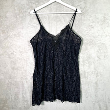 Vtg Cinema Etoile Nightgown Lingerie Slip Dress Lace Black Size Medium 