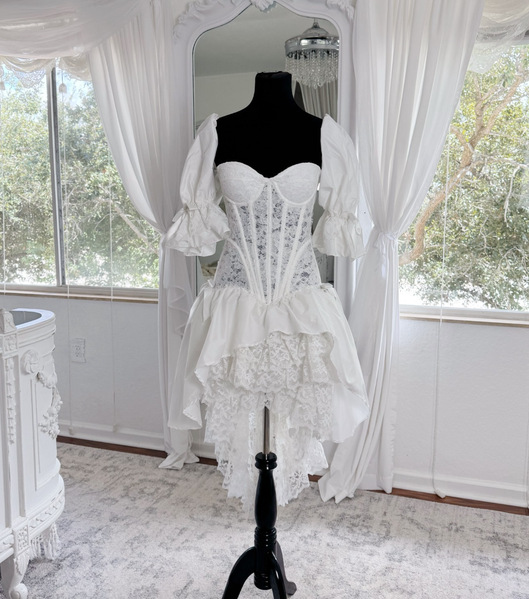 victorian corset ruffle mini dress Blush Pink Eyelet Corset Tiered Mini Dress