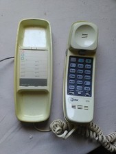 ATT 210 Trimline telephone and GE Answering Machine, used, white/cream, as set