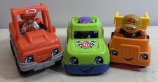 Fisher Price Little People 3 Vehicles Dump Truck, Pickup  Race Car W/ People