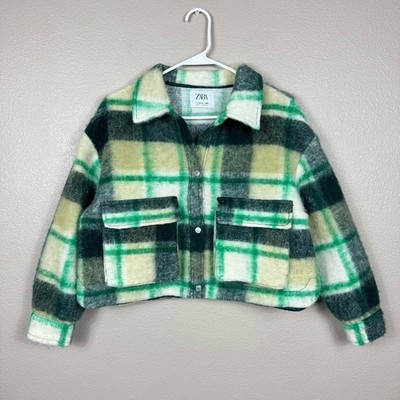 Zara Plaid Shacket Cropped Boxy Jacket Size 13-14 G