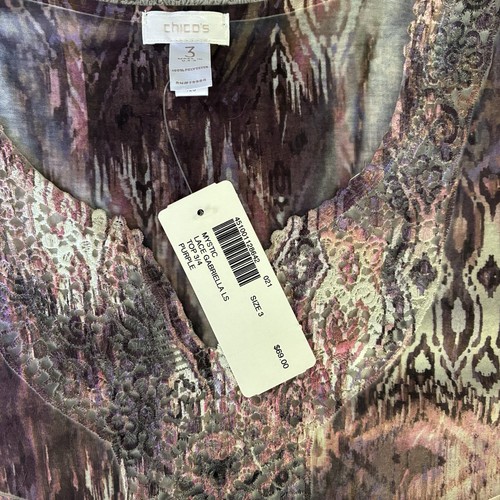 Chico's Top NWT Size 2 (Large) Sophisticated Surprise Neutral Metallic Velour - Picture 4 of 6